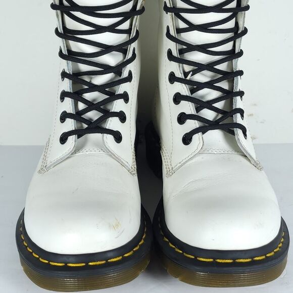 Dr. Martens Women's Pascal US7 White Leather Lace Up Ankle Combat Boots 11821 - Picture 4 of 16